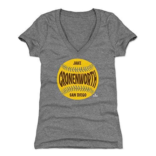 500 LEVEL Jake Cronenworth Shirt for Women (Women's V-Neck, Medium, Tri Gra レプリカユニフォーム
