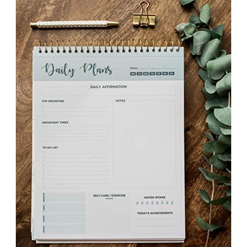 スパイラルデイリープランナーアジェンダメモ帳 100枚 日付なしティアオフシート デスクメモ帳 モチベーションカレンダー オーガナイザー 生産性トラッ Qr9ih7xr キッチン 日用品 文具 Tizianapepe It