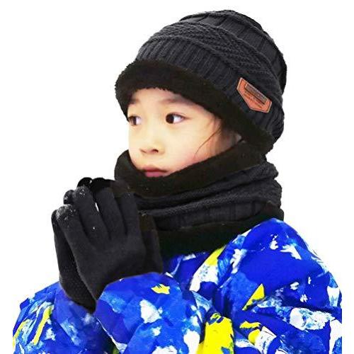 冬用ビーニースカーフ 男の子 女の子 (5-14歳) 帽子 サークルスカーフ キッズ スラウチースカルキャップ US サイズ: For Kids カラ 手袋