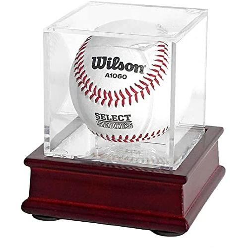 DisplayGifts Pro UV Baseball Display Case Holder and Wooden Stand ショーケース