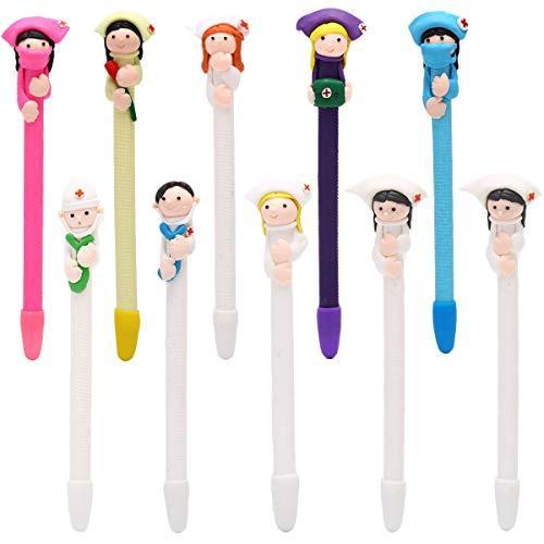 手数料安い Buytra かわいいドクターナースペン 10デザイン ノベルティボールペン ポリマー粘土ペン 0 5mm ティップ ブラックインク 看護学校 学生 ボールペン Www Familibase Ie