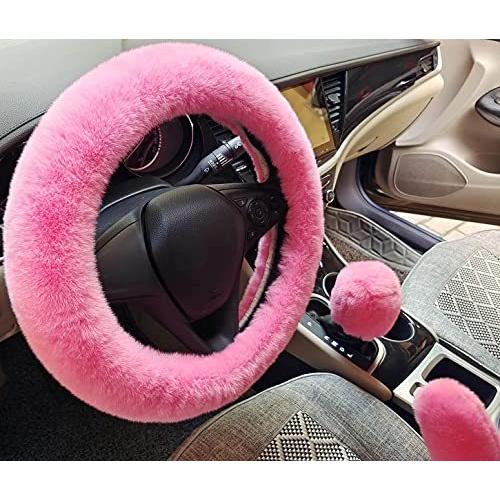 Ixiton 冬用 暖かい ふわふわ ファジー 車 ハンドルカバー ユニバーサルフィット 厚みのあるフェイクファー プラッシュ ステアリング 超歓迎された