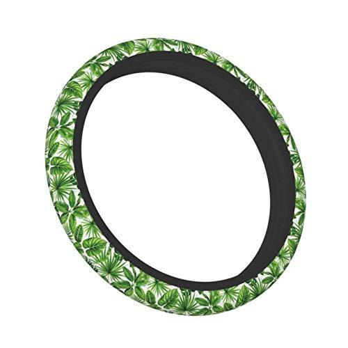 Deaowangluo トロピカル グリーン エキゾティック パームリーフ ハンドルカバー 女性用 滑り止め 自動車ラップカバー アクセサリー 車椅子 カバー タイヤカバー