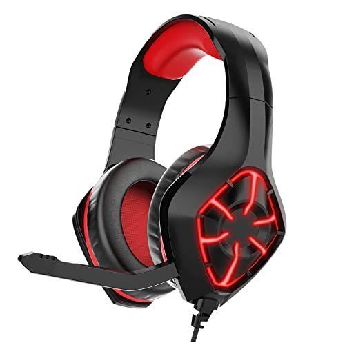 Gaming 超ポイント祭?期間限定 Headset Noise Cancelling Over Ear Mic Light with Bas 待望 LED Headphones