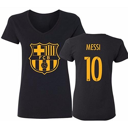 バルセロナサッカーシャツリオネル メッシ 10 Futbolジャージレディースvネックtシャツ カラー ブラック Majesticxpress