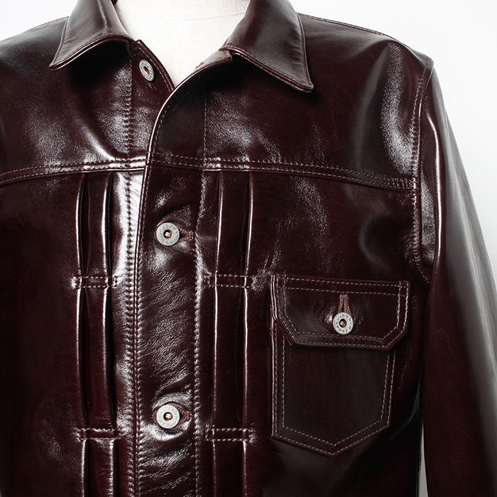 Y'2 LEATHER ワイツーレザー ANILINE HORSE 1ST TYPE JEAN JACKET BROWN アニリンホース 1STタイプ Gジャケット ブラウン LB-140の画像