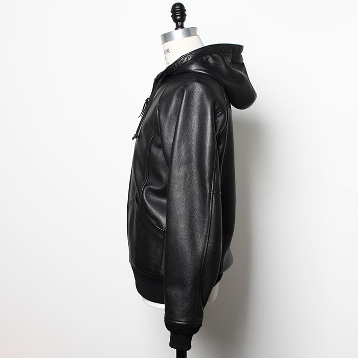 Y'2 LEATHER ワイツーレザー STEER OIL HOODED PARKA BLACK ステア