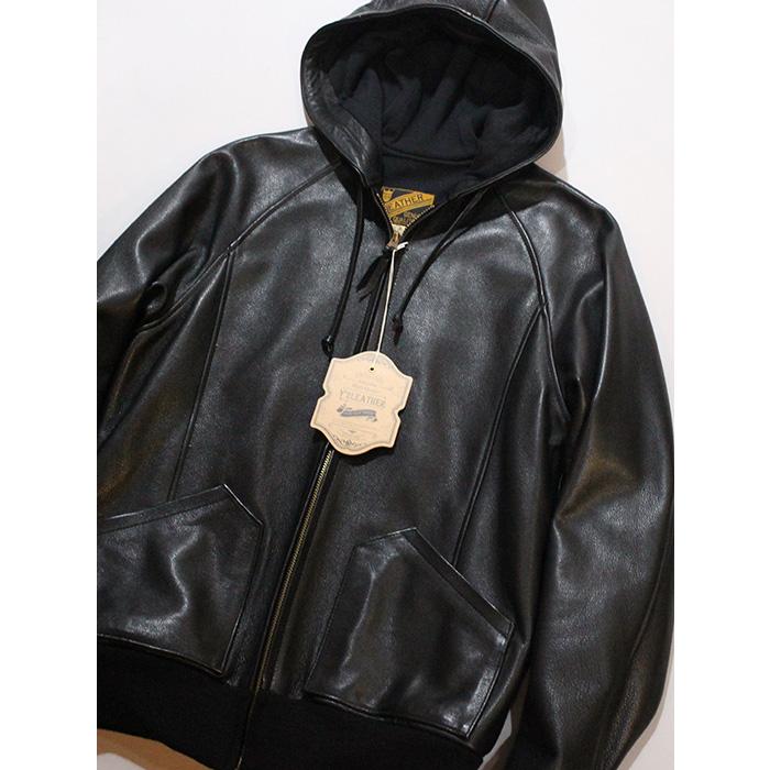Y'2 LEATHER ワイツーレザー STEER OIL HOODED PARKA BLACK ステア