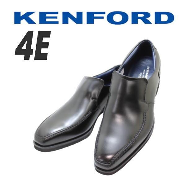 ケンフォード 靴 メンズ KP03AB 黒 スリッポン バンプ 紐なし 革靴 本革 幅広 4E 黒 リーガル社製 ビジネスシューズ KENFORD｜rhythm-shoes
