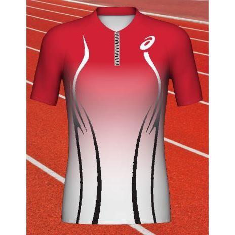 ASICS - アシックス プリントオーダーコンポ受注生み出すこと レーシングジップシャツHS（レディス）2WAYトリコットFD原料品 PX02-NWTFPOSDW 陸上、トラック、フィールド-スポーツ