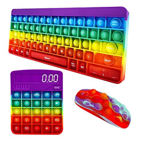 HUAZONTOM プッシュポップ キーボード マウス スクイーズ玩具 プッシュポップバブル ポップイット ストレス解消グッズ ポップイット