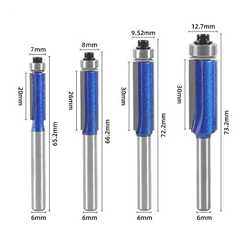 CSOOM Pro 4本入 トリマービット 軸径6mm 2刃切断ルータービット 戸板
