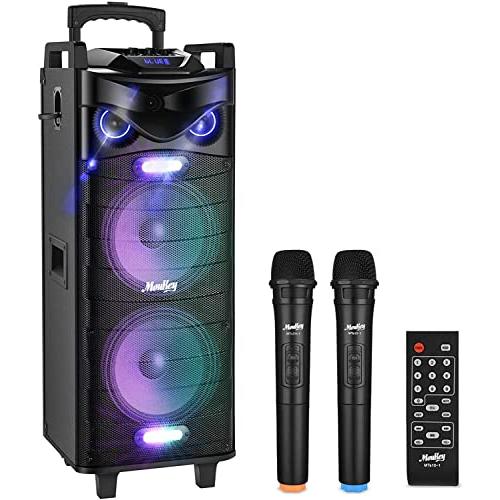 Moukey ワイヤレスマイク スピーカーセット マイク2本 カラオケセット ポータブルスピーカー 280W 10インチサブウーファー Blue  :riff04c79c20:Ri-collect Yahoo!店 - 通販 - Yahoo!ショッピング