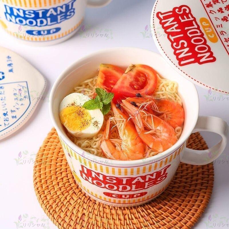 マグカップ カップ麺 インスタント麺 ヌードルカップ ラーメン 食器 ギフト 面白い 蓋つき ボウル｜ribaraifustore｜02