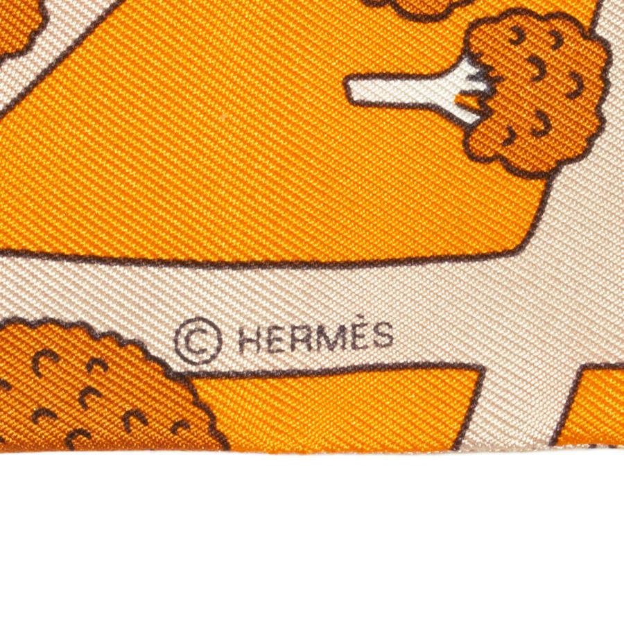 HERMES エルメス Les Nouveaux Amoureux de Paris 新パリの恋人たち 063329S 03 ツイリー 2020AW スカーフ オレンジ ベージュ｜ribero｜04