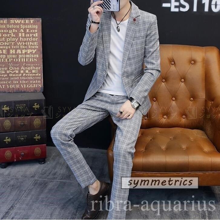 セットアップ メンズ スーツ 上下セット 2つボタン ストライプ 紳士服 ジャケット パンツ スラックス テーラード フォーマル 正規逆輸入品