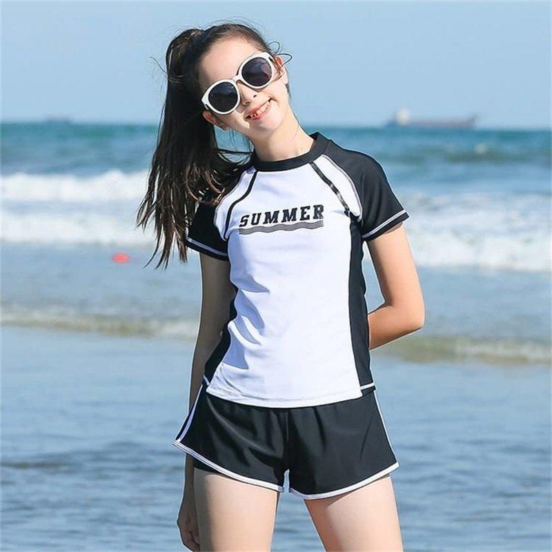 スクール水着 女の子 水着 セパレート キッズ 体型カバー 140 150 160 165 170 スクール 小学生 中学生 水着 袖あり みずぎ プール スイミング Axotvh7rmu レディースファッション Tdsc Sn