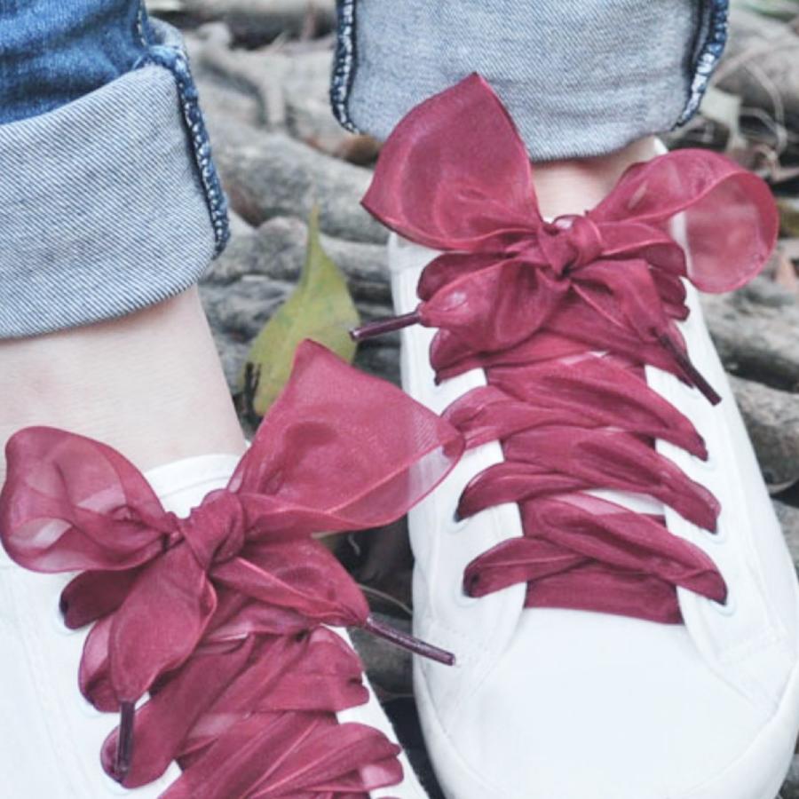 靴ひも 靴紐 リボン おしゃれ りぼん かわいい シューレース アレンジ サテン オーガンジー 110cm Zk 0 Ribution Shop 通販 Yahoo ショッピング