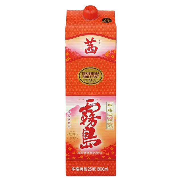 茜霧島 大容量 25度 1800ml 箱なし 紙パック 芋焼酎 宮崎県 本格芋焼酎