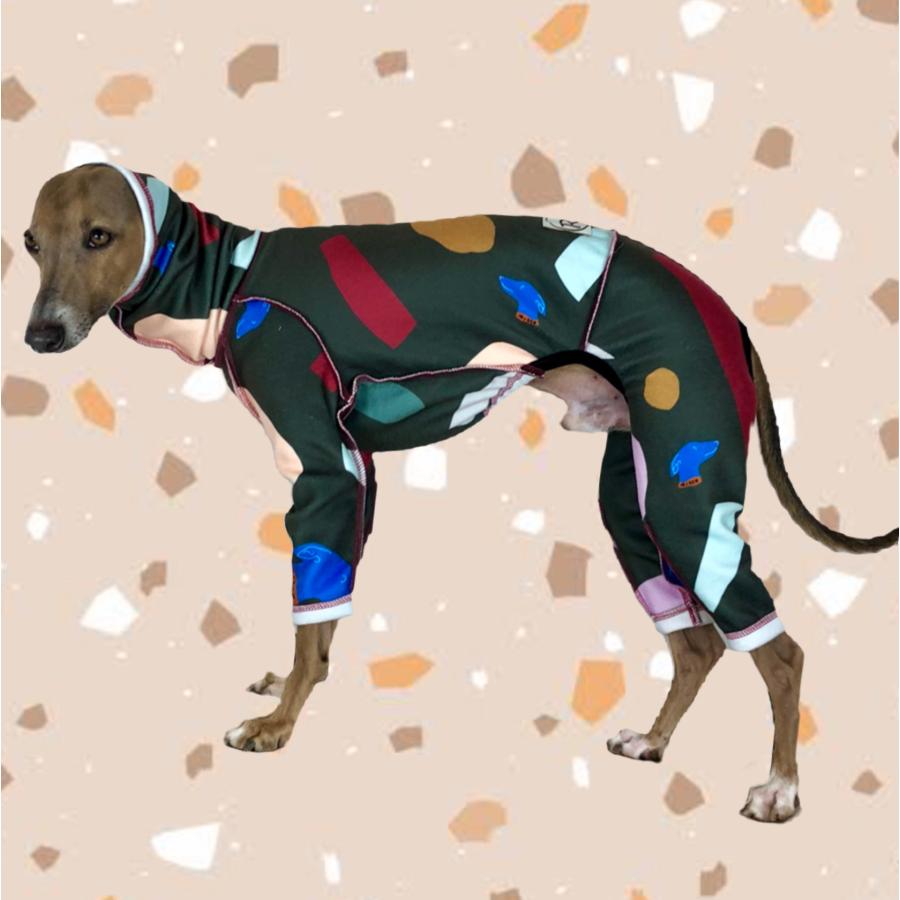 テラゾー柄のフリースロンパース】（イタリアングレイハウンド