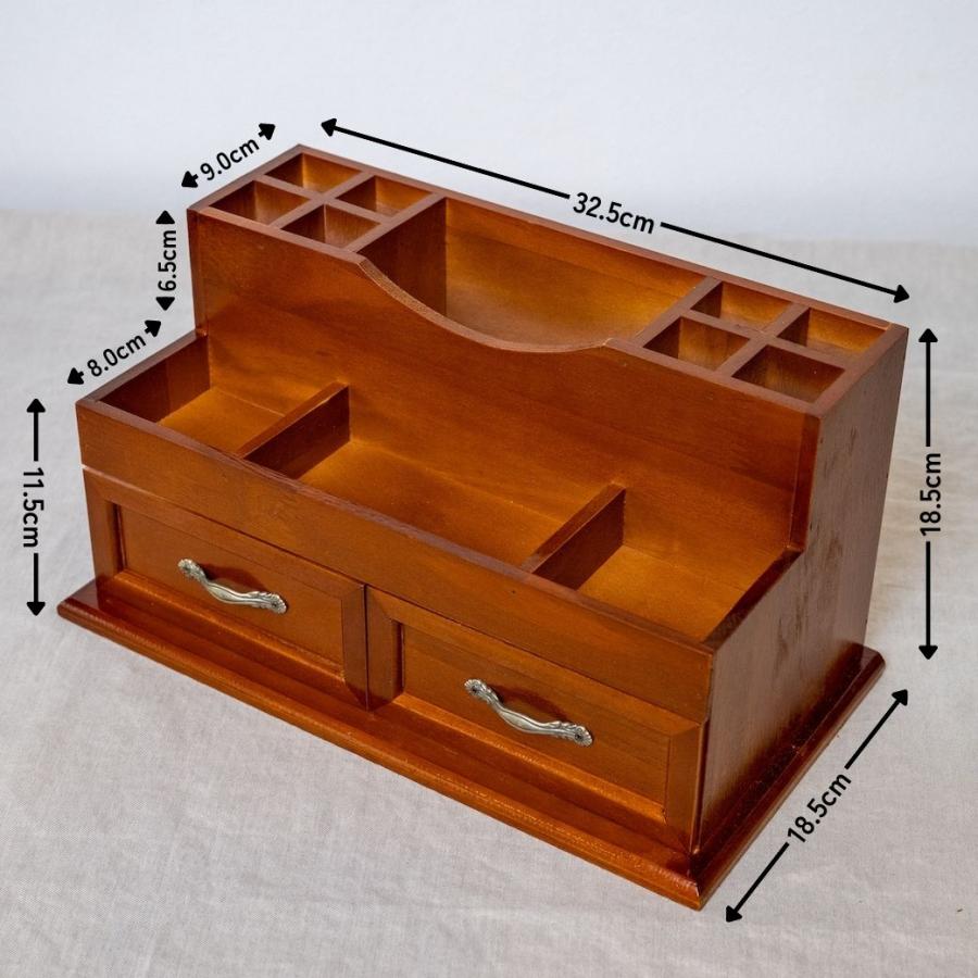 ヴィンテージ調 大容量 木製 コスメボックス メイクボックス