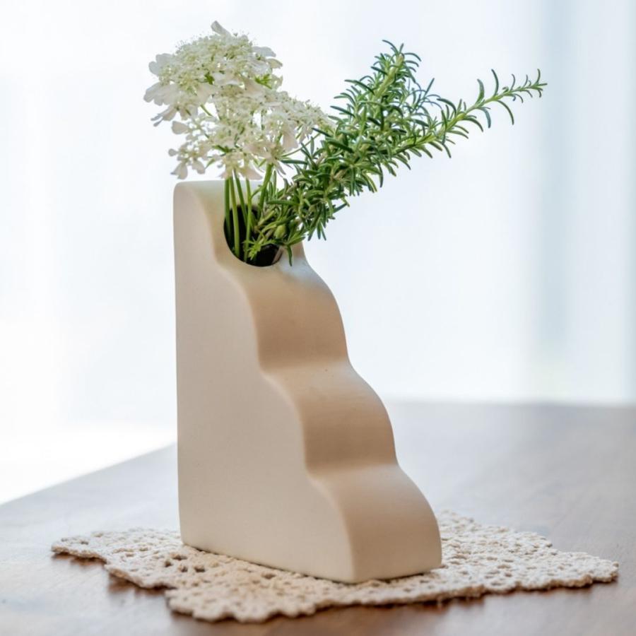 L型 花瓶 陶器 フラワーベース 花びん 一輪挿し マット 生花 造花