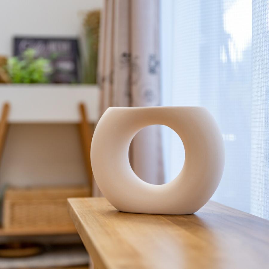 ドーナツ型 花瓶 陶器 フラワーベース 花びん 一輪挿し マット 生花