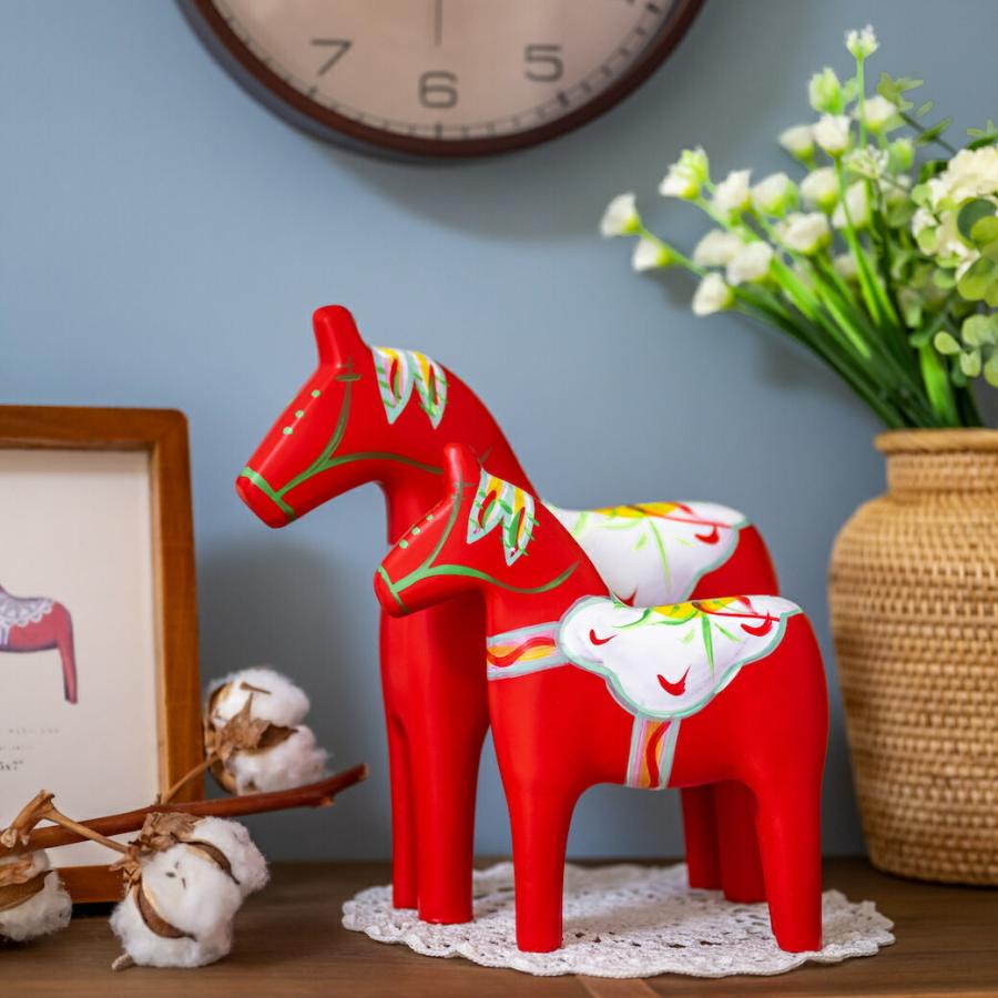 ダーラナホース ダーラへスト 大 小 2個セット 馬 木馬 動物 置物 小物