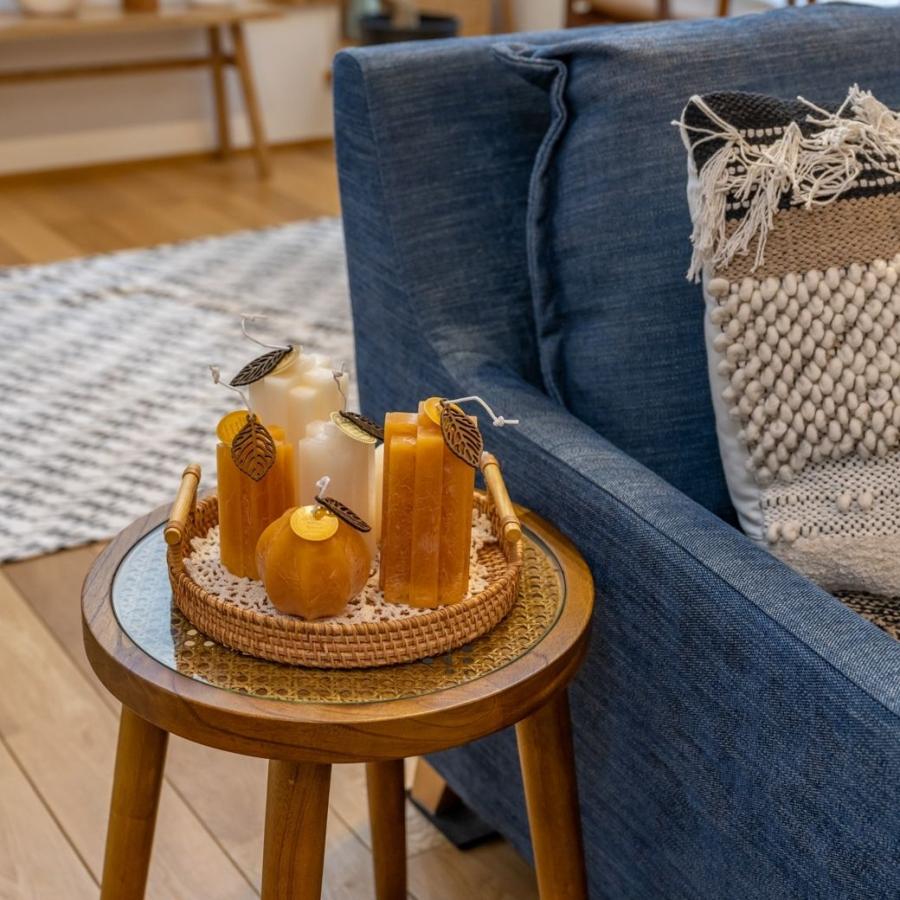 ハンドル付き ラタントレイ M 直径24cm ラタン 籐 トレー トレイ