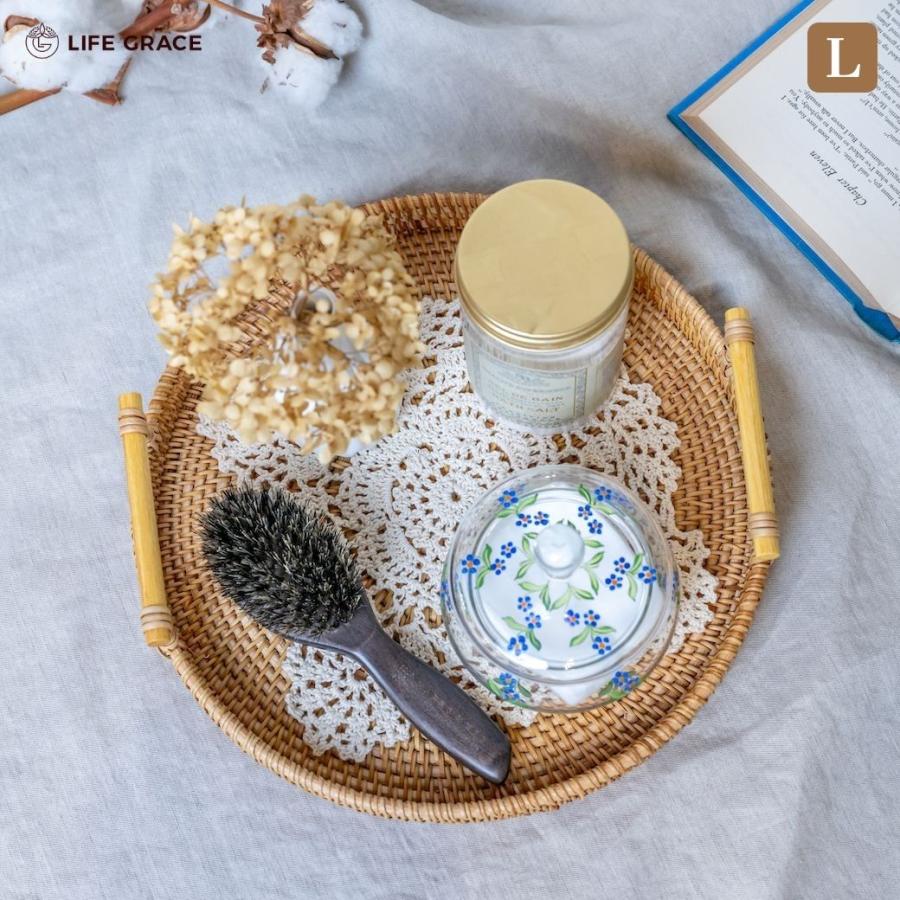 ハンドル付き ラタントレイ L 直径28cm ラタン 籐 トレー トレイ