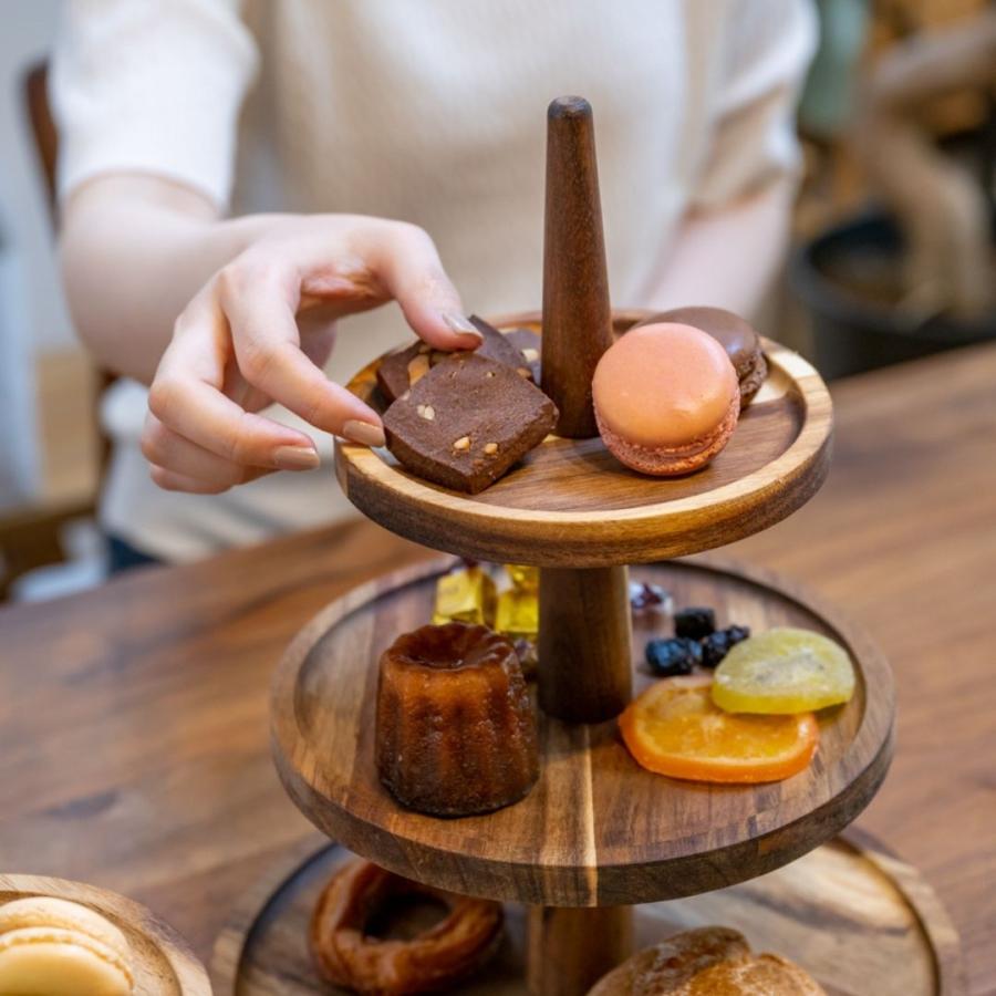 木製 3段 ケーキスタンド スイーツスタンド デザートスタンド