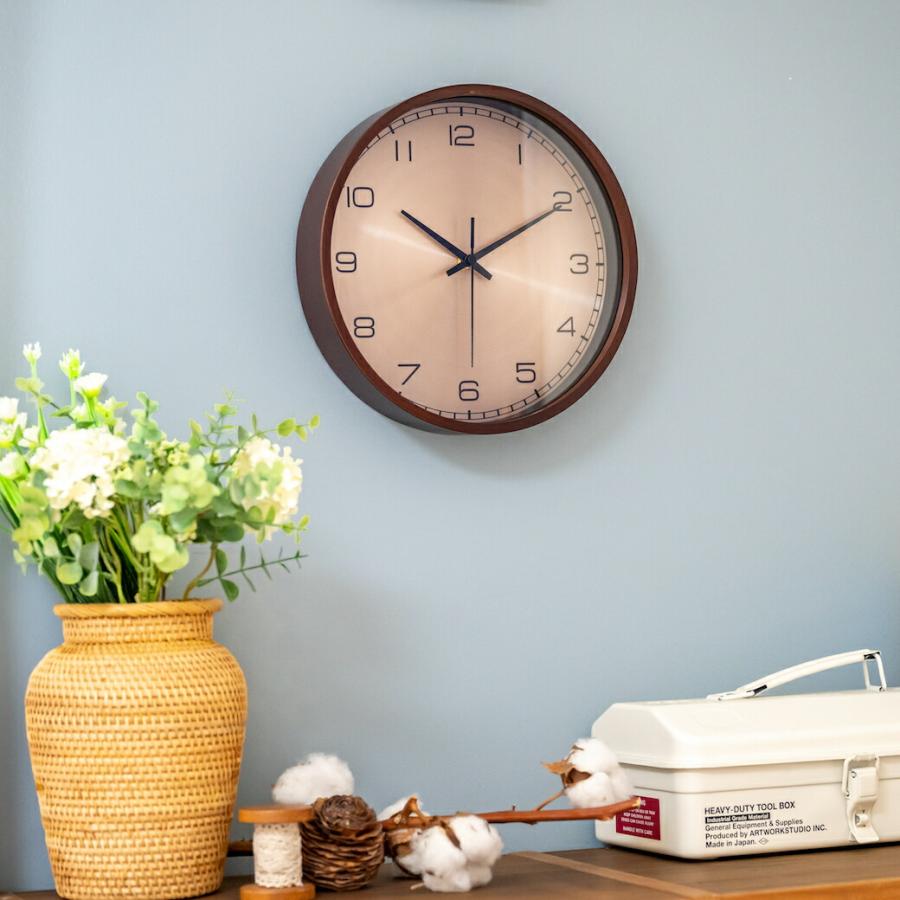 木製 壁掛け時計 直径25.6cm 10インチ 掛け時計 時計 ウォルナット
