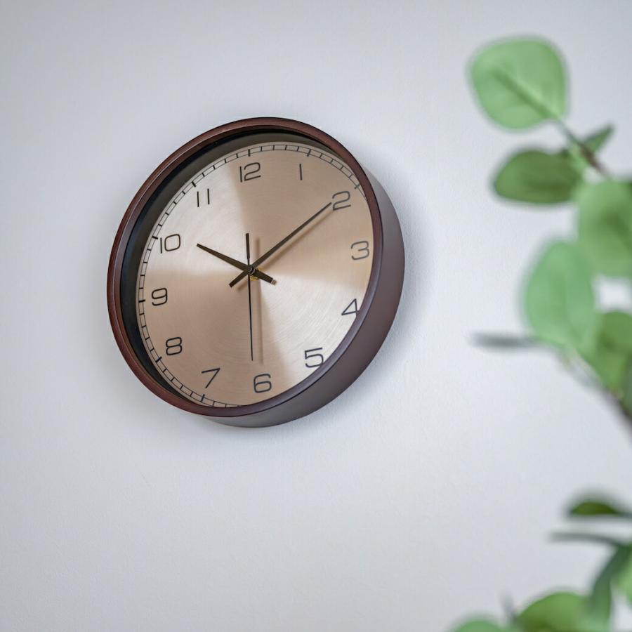 木製 壁掛け時計 直径30.8cm 12インチ 掛け時計 時計 ウォルナット