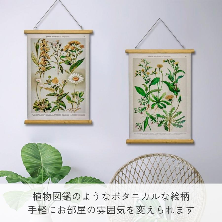 タペストリー ボタニカル ウォールアート ファブリックアート 帆布 木