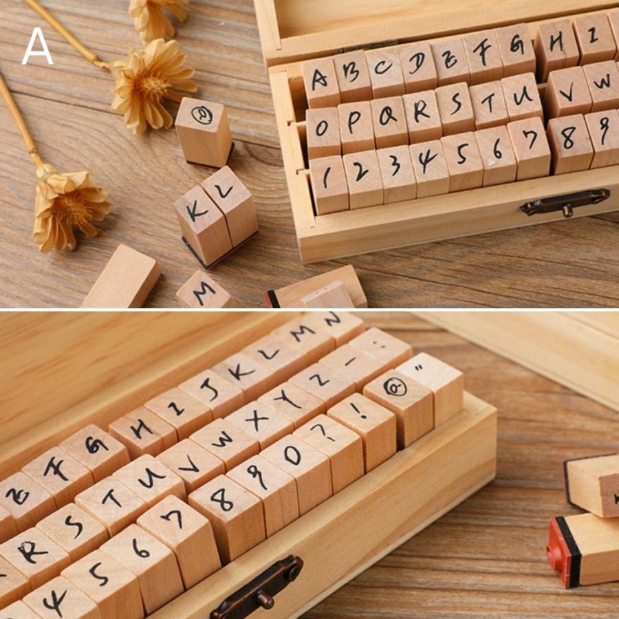 アルファベット スタンプセット 42個 木箱入り ハンコ 判子 英数字