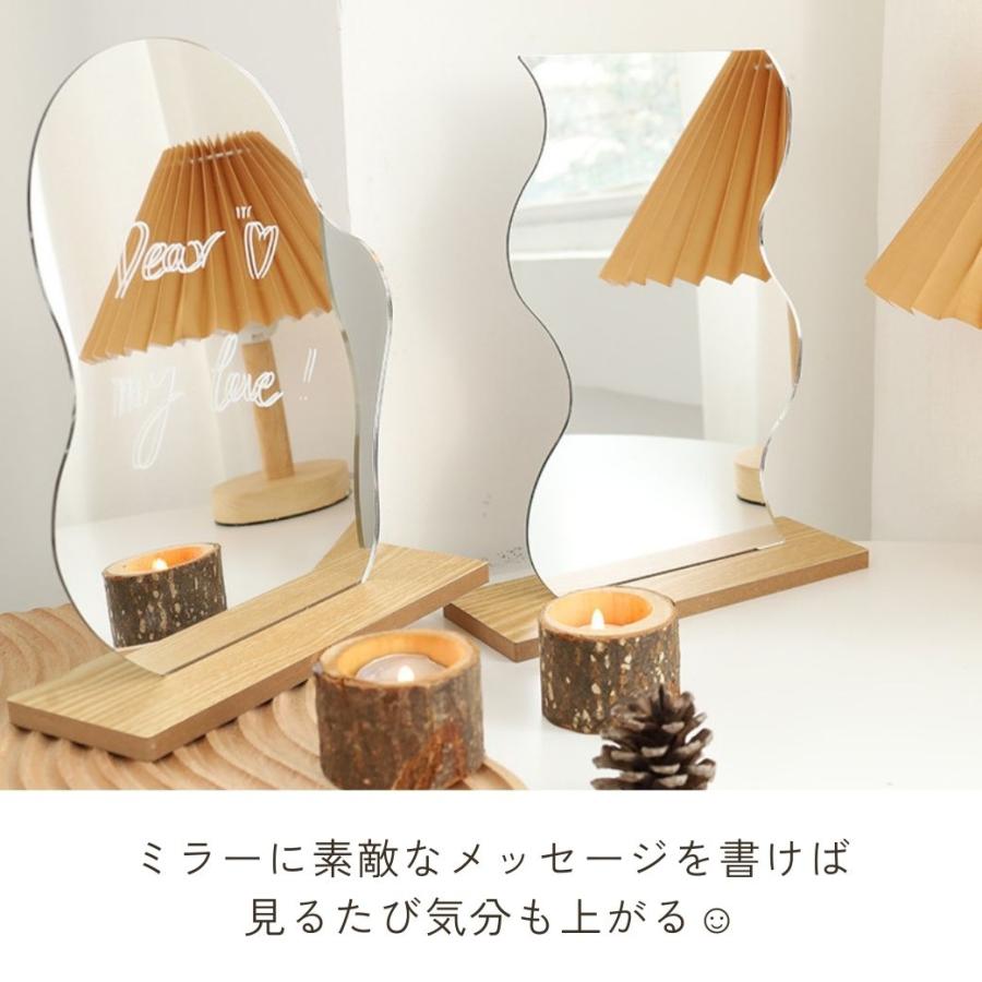 アクリルミラー スタンドミラー 卓上ミラー ミラー 鏡 木製 コンパクト
