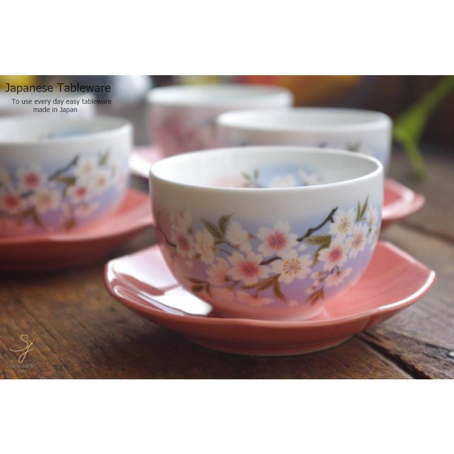 美濃焼 淡桜てぃーたいむ 煎茶碗 八角皿 5客セット 茶器セット