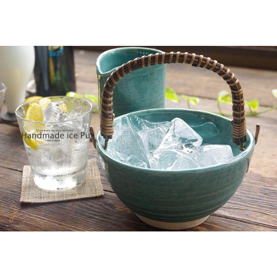 松助窯 アイスペール 氷入れ 和食器 日本製 トルコブルー : 白いごはん