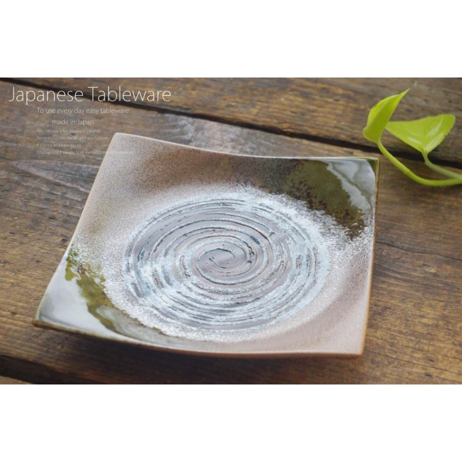 和食器 洋風のサラダ 茶釉ブラウン 渦 正角皿 スクエア 173×173