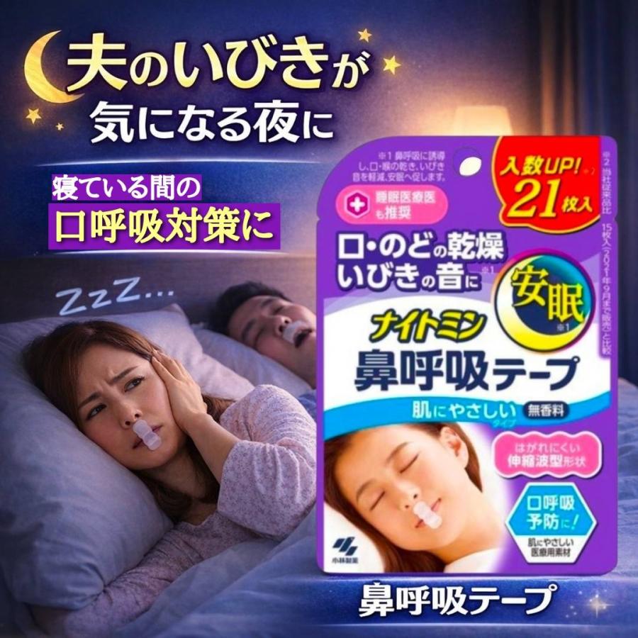 小林製薬 ナイトミン 鼻呼吸テープ 無香料 21枚 夜用 鼻呼吸 テープ 睡眠用 日本製（Yahoo!・オールピース）