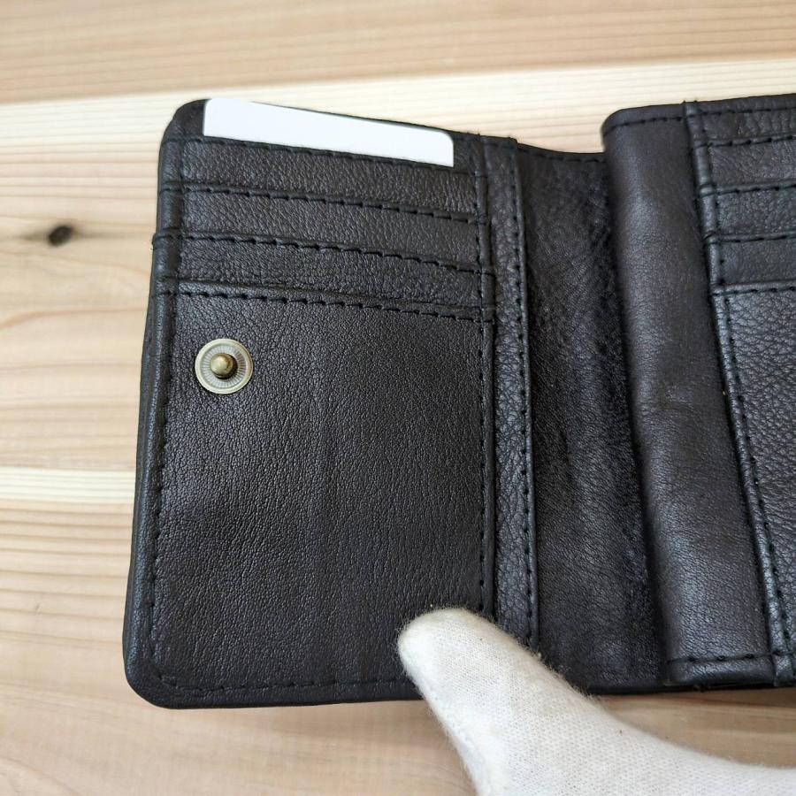 zucchero【極美品】編み込み 3つ折り財布 小銭入れ 黒色 本革 レザー zucchero filato（ズッケロ フィラート） 財布 レディース メンズ