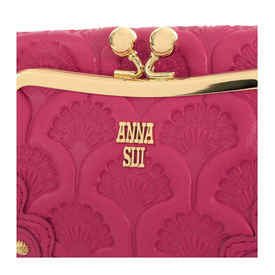 ANNA SUI（アナスイ） 二つ折り財布 がま口 ピーコック 本革