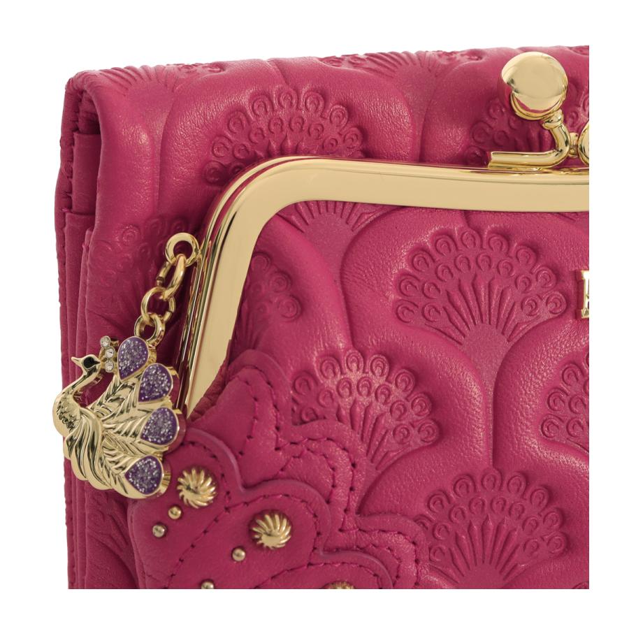 ANNA SUI（アナスイ） 二つ折り財布 がま口 ピーコック 本革