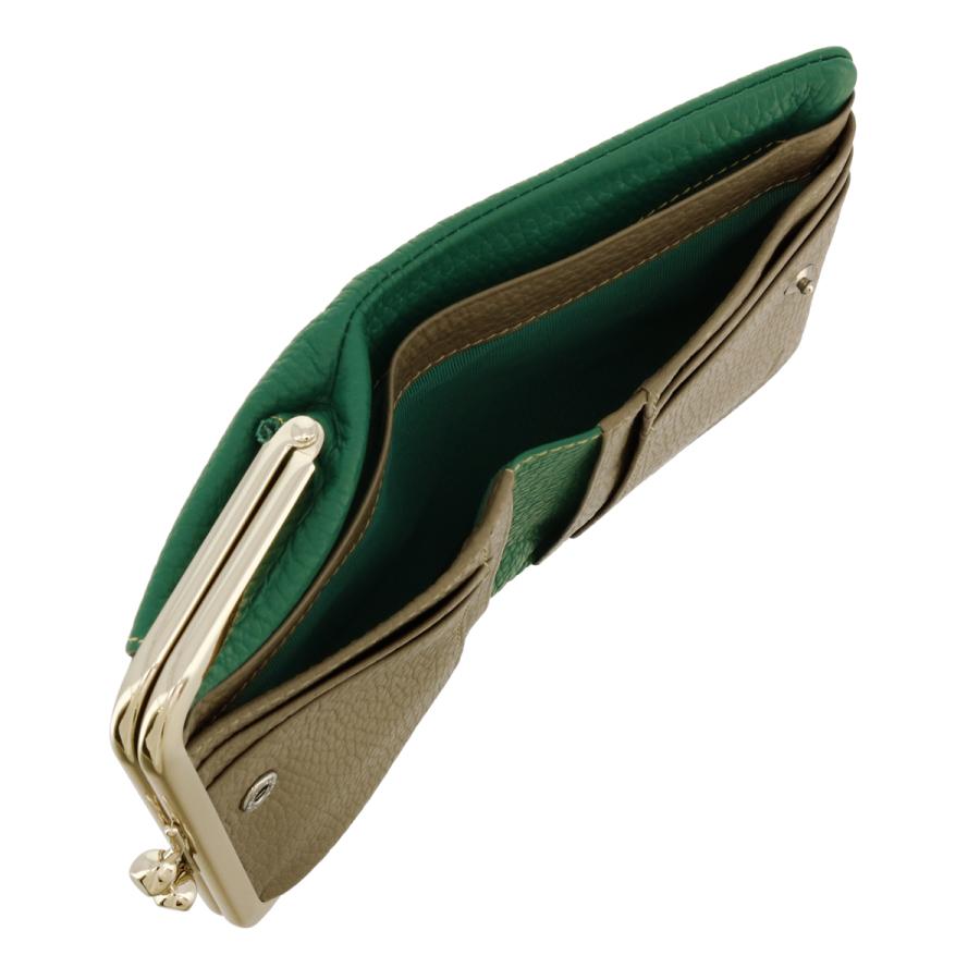 最大10 Offクーポン 本革 レディース ボン ボンシック 二つ折り財布 コムサ Comme レザー 牛革 ミニ財布 がま口 Ca 二つ折り財布 カラー 76 グリーン