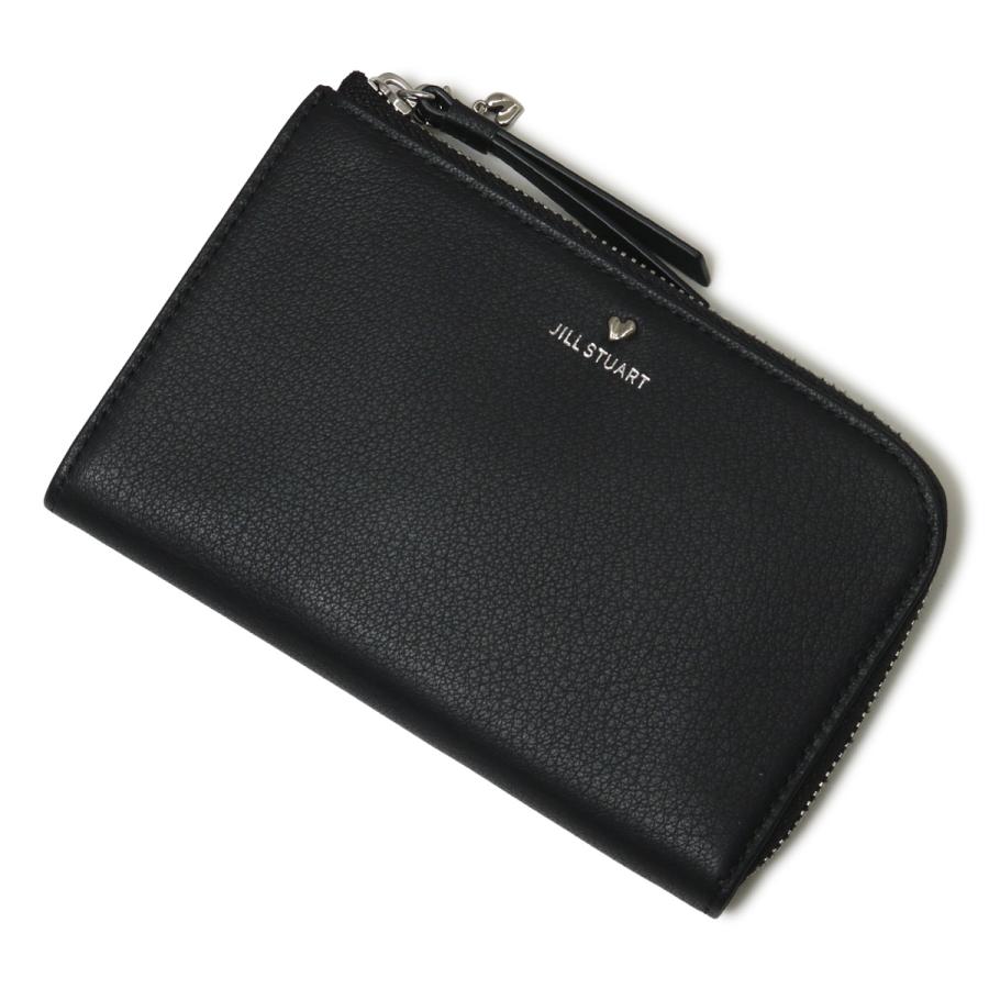新品タグ付き ジルスチュアート 二つ折り財布 コンパクト財布 L字ファスナー 黒 JILL STUART（ジルスチュアート） 財布 本革 L字ファスナー 薄型 薄い