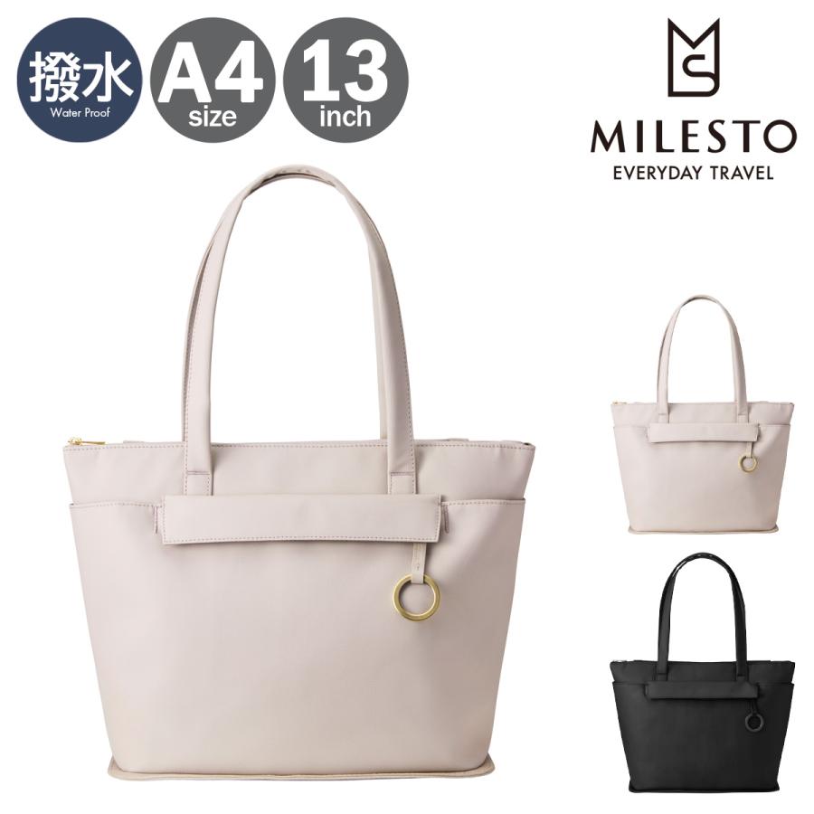 ミレスト トートバッグ A4 13インチ プント・エ・リーネア 撥水 レディース MLS897 MILESTO Punto＆Linea ビジネスバッグ キャリーオンバッグ シンプル | MILESTO