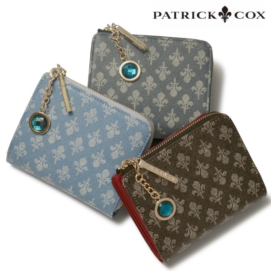 PATRICK COX パトリックコックス L字ファスナー二つ折り財布 デニム風 PATRICK COX デニムプリント L字ファスナー長財布 | パトリック