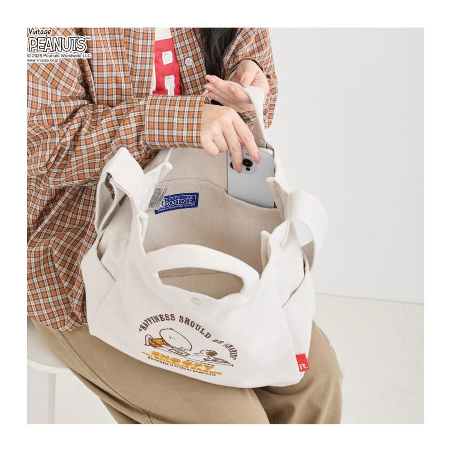 スヌーピー ピーナッツ ルートート トートバッグ 2WAY A4 ショルダーバッグ 8467 PEANUTS ROOTOTE IP.ミディアム.2WAY.ピーナッツ-0X リサイクルコットン | ROOTOTE | 07
