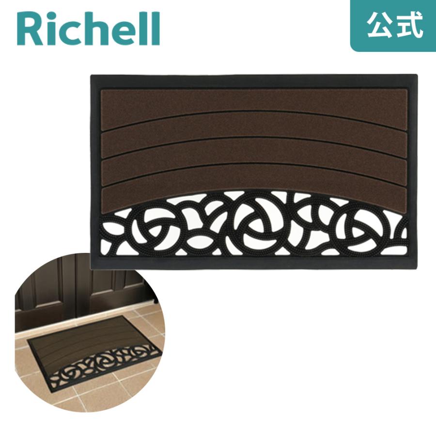 ドアマット 玄関スクエアマットS ローズ柄 リッチェル 75×45cm 玄関マット 屋外 屋内 給水 泥落とし 滑り止め | リッチェル