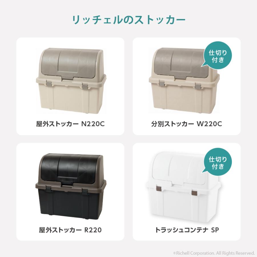 【配送区分K2】ゴミ箱 屋外 大容量 屋外ストッカー R220(3P) リッチェル 220L 大型 ダストボックス 分部 収納庫 保管庫 | リッチェル | 07